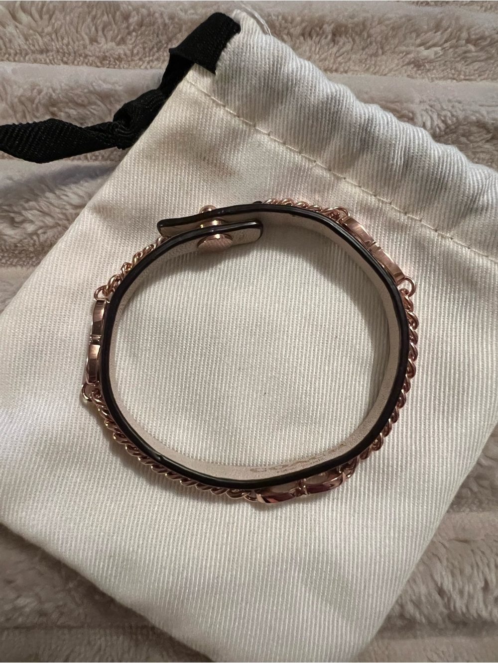 Coach Rose Gold Leather Bangle Bracelet